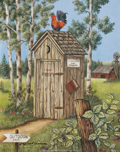 Rooster Outhouse - Original Oil