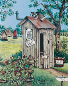 Raccoon Outhouse - Original Oil